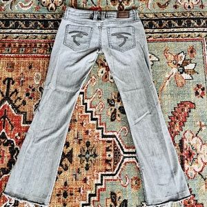 Frankie B. Silver Studded F Frayed Hem Gray Jeans